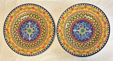 "Juego de 2 platos de ensalada Williams Sonoma melamina amarillo sicilia, azul 8,75""" Foto 1 de 4