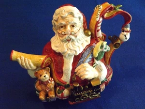 1994 Fitz and Floyd "SANTA'S LIST" Christmas Teapot - READ DETAILS - Picture 1 of 10