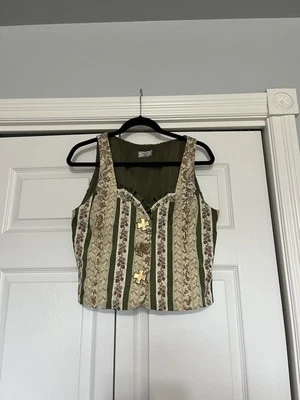 Handmade Green Floral Vest - Image 1 of 3