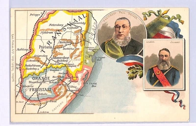OFS Transvaal Map BOER WAR Postcard PROPAGANDA Kruger Joubert {samwells}XV41 - Image 1 of 4