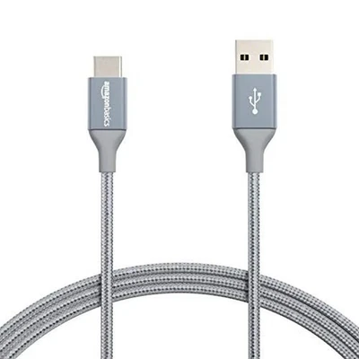 Amazon Basics USB C auf USB A 2 0 Kabel Nylon 1,8 m 3A 480Mbps Dunkelgrau - Bild 1 von 3