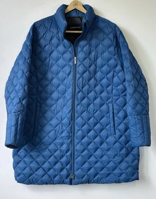 LANDS' END Down Puffer Jacket Blue Colorful Mid Length Women's Plus 2X 20W-22W - Image 1 of 4