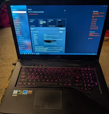 ASUS ROG GL703VM Laptop Intel i7-7700HQ 32GB Ram NVIDIA GTX1060 256GB SSD - Image 1 of 4