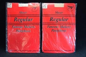Lot/2 Ladies Famous Makers Pantyhose Reg Sheer 100-140 lbs Irreg Bone/Off White - Picture 1 of 4