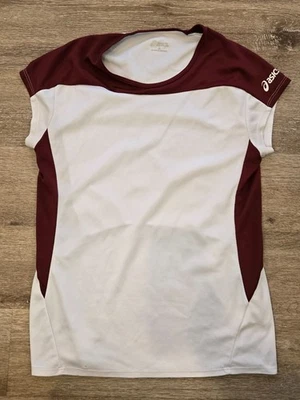 Camiseta deportiva deportiva deportiva de voleibol Asics para mujer - granate/blanco - talla mediana Foto 1 de 4