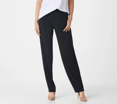 Pantalones para mujer Susan Graver talla M regular tejido líquido negro A372467 Foto 1 de 4