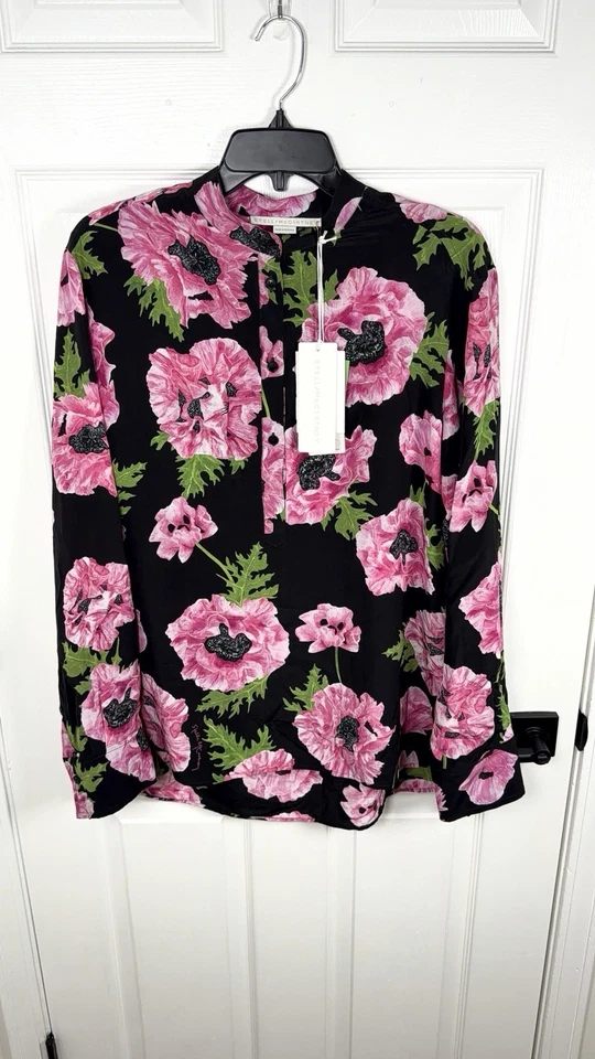 Camisa STELLA MCCARTNEY Amapola Estampado Floral 100% Seda Abotonada Talla IT 48 NUEVA CON ETIQUETAS $1225 Foto 1 de 4