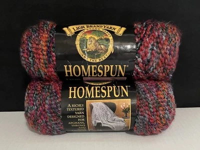(2) Lion Brand HOMESPUN Yarn ELIZABETHAN #350 Red Orange Green Purple, 6 oz. - Image 1 of 4