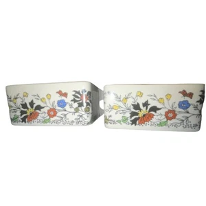 Vintage Two Sandland Ware Flower Pattern Porcelain Candy Box White - Picture 1 of 6