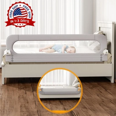 Barandilla plegable para cuna de bebé con sistema de seguridad de anclaje reforz - Image 1 of 4