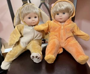 NIÑA AMERICANA Bebé Pequeño Gemelos Niño Y Niña Rubio Ojos Azules. En disfraz. - Imagen 1 de 10