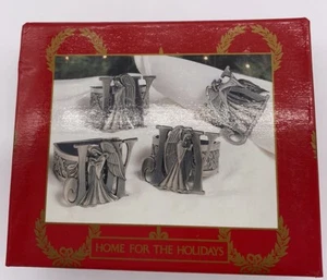 Home for The Holidays Joy Napkin Rings Set of 4 VTG 1995 May Depart Store Taiwan - Picture 1 of 3