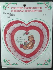 The New Berlin Co. Counted Cross Stitch Kit, BEAR HEART ORNAMENT - Picture 1 of 2