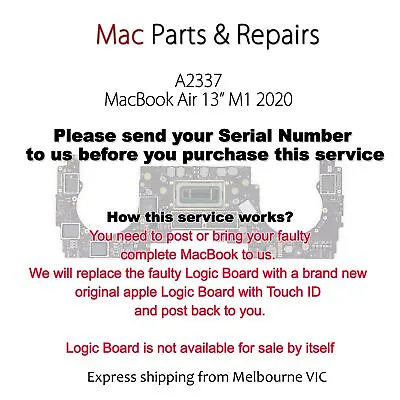 A2337 MacBook Air  M1  TouchBar 13  2020 Logic Board Replacement Service • 650$