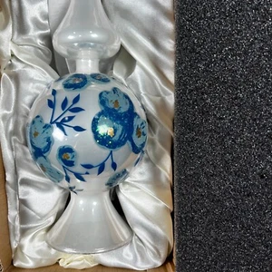 Frontgate Indigo Dreams 15 inch Christmas Tree Topper White Holiday Collection - Picture 1 of 11