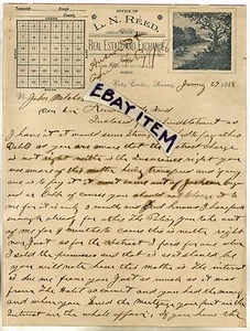 1888 Yates Center Kansas L. N. REED REAL ESTATE & EXCHANGE GOODS letterhead - Picture 1 of 3