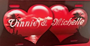 Placa de tocador de licencia personalizada de doble corazón grabada gratis etiqueta de automóvil - Imagen 1 de 12