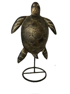 Large Metal 3D Sea Turtle Pillar/Candle Holder With Bronze Finish~Indonesia Made - Picture 1 of 12