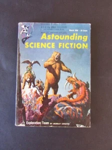 KELLY FREAS SIGNED INTERIOR ILLUSTRATION ASTOUNDING MAGAZINE 1956/03 HEINLEIN G- - Picture 1 of 2