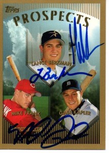Lance Berkman Gabe Kapler Mike Frank Astros Tigers Reds 1998 Topps Signed Card