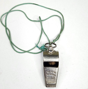 Vintage Metal Whistle The Acme Thunderer Wilson Made in England with Lanyard