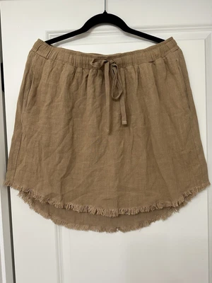 NUEVO CON ETIQUETAS Falda Boho Umgee Latte Flecos Dobladillo Mezcla de Lino Cintura Alta L Foto 1 de 4