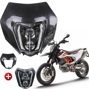 Máscara de carenado negra con faro haz alto bajo DRL para KTM 250 350 450 500 690 - Imagen 1 de 20
