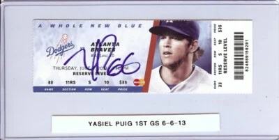 Yasiel Puig Signed Autographed Ticket Dodgers 1st Grand Slam 6-6-13 JSA AX25477 - Image 1 of 3