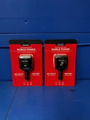 2 nuevos inversores CyberPower PowerTrip 160 de alimentación móvil de CC a CA con carga USB Foto 1 de 4