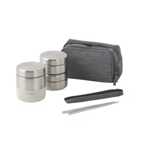 LocknLock Stainless steel thermal lunch box 350ml + 280ml x2ea + chopstick + bag - Picture 1 of 5