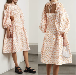 CECILIE BAHNSEN - NWOT $2,300 FLORAL FIL COUPE "JAZ" CUT-OUT DRESS (RARE!!!) US4 - Picture 1 of 15