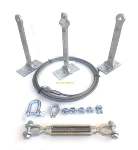 LINEA VITA TETTO 10 MT. COMPLETA DI 3 PALI BASE PIANA H 40 CM. E KIT FUNE - Foto 1 di 5