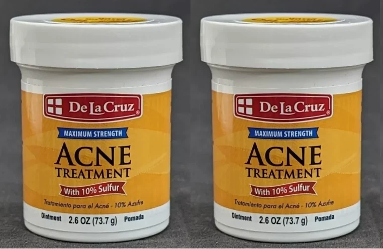 2 x De La Cruz, Acne Treatment Ointment with 10% Sulfur, Maximum (73.7 g) each