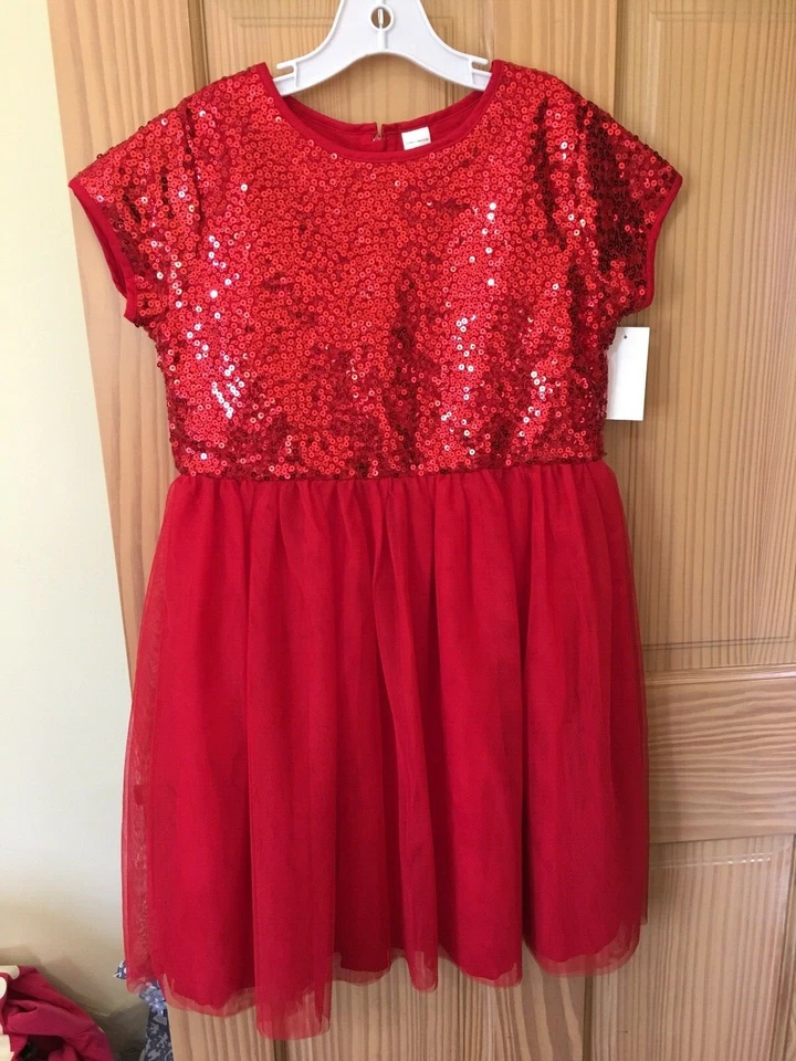 NWT Oshkosh Red Holiday Dress Sequence Tulle 10/12 - Image 1 of 1