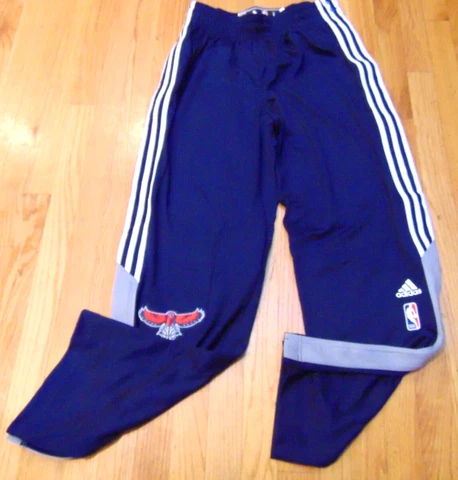ADIDAS NBA AUTHENTIC ATLANTA HAWKS BLUE ON COURT PANTS BUTTON DOWN SIZE L Cover
