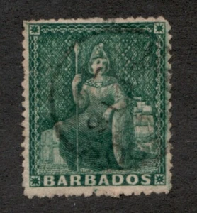 1873 Barbados Sc# 39 (wmk 6) - ½ Penny, Britannia & Sailing Ship - Used Cv$30 - Picture 1 of 1