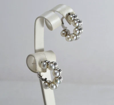 ORECCHINI  ARGENTO 925 RODIATO  PERLE A BOTTONE 6 mm   MONACHINA       AGHT 0960 - Immagine 1 di 3