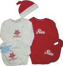 Christmas Bib Cap Bodysuit Lot 5 Baby Girls Holiday Creeper Romper Top Tee Twins