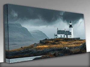 Stunning Lighthouse Isolated panoramic Canvas Wall Art Picture Print - Picture 1 of 4