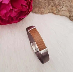 Leder Armband Viskose Einsatz Magnetverschluss peltro senf gelb Größe L - 21 cm - Bild 1 von 3