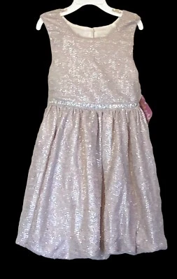 BLUEBERI BOULEVARD Little Girls Sleeveless Boucle Bubble Dress 6X Silver NWT $74 - Image 1 of 4