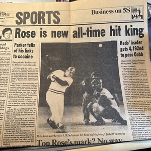 PETE ROSE HIT RECORD DES MOINES REGISTER NEWS PAPER. Box Score And All. Baseball - Picture 1 of 5