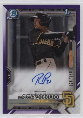 2021 Bowman Chrome Prospect Purple Refractor /250 Reginald Preciado Auto - Image 1 of 2