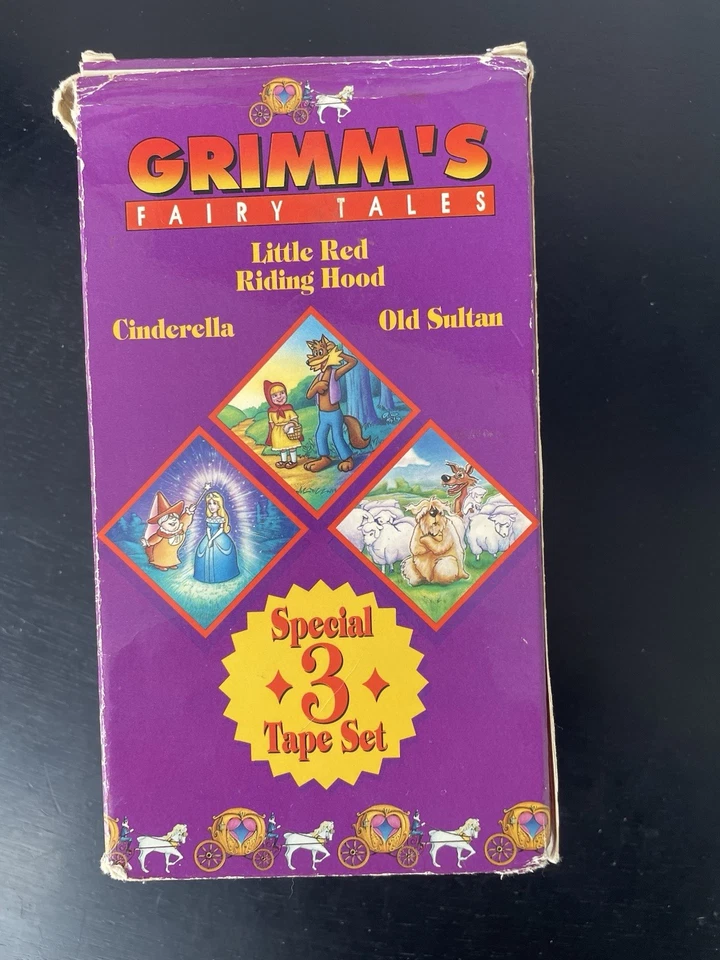 GRIMM'S FAIRY TALES 1993 VHS Cartoon Anime Cinderella 3 Tape Set - Image 1 of 4