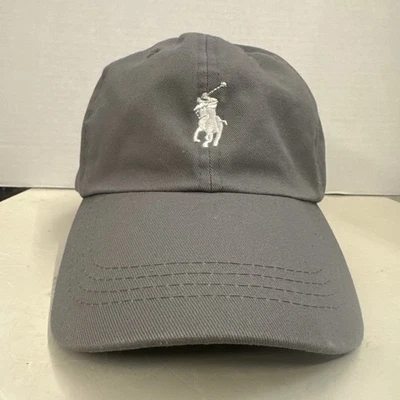 Ralph Lauren Polo Sombrero Gorra Correa Trasera Gris Blanco Poni Preppy Béisbol Talla Única Foto 1 de 4