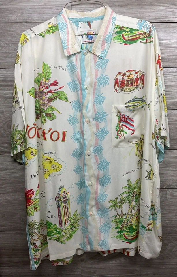 Camisa Tropical Hawaiana Estampado Floral JAMS WORLD Para Hombre Talla 2XL No Ka Oi Retro Foto 1 de 4