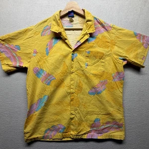 Camicia vintage Ocean Pacific uomo media gialla foglia tropicale surf hawaiano anni 90 - Foto 1 di 9