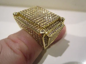 SHOP IGOLD GOLD PLATED RING 13g COVERED IN CZ'S SIZE 6 1/2 OR 7 - OFC-W - Picture 1 of 9