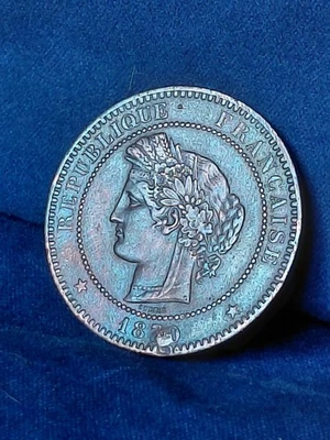 1870a France 10 Centimes Cérès 1870 in Paris Bronze Coin - Image 1 of 4