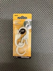 Hillman  1-1/4 In. White Safety Hook 536182 Pack of 3 New - Picture 1 of 2